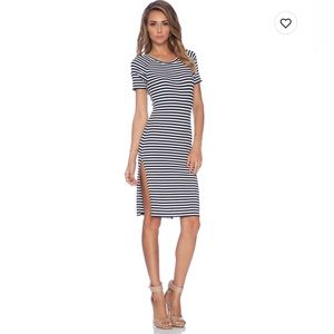 Lovers + Friends Navy and White Striped Midi Dress